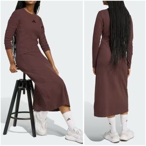Adidas NWT Chocolate All Szn Winterized Long Sleeve Ribbed Long Dress